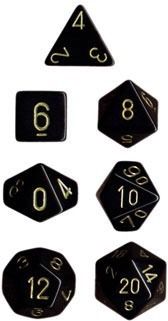 Kit De Dados Chessex Opaque Poly 7 Black/Gold Dice