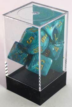 Kit De Dados Chessex Vortex Poly 7 Teal/gold Dice